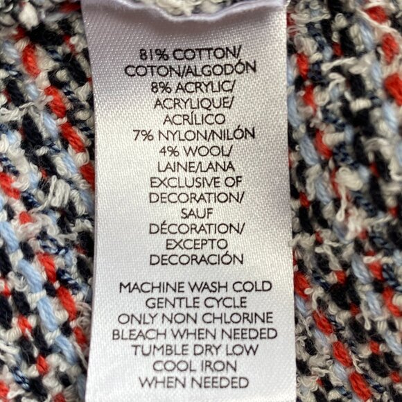 LOFT Tweed Wool Blend Striped Open Jacket Sz L Bell Sleeve Office Career Mature - Picture 11 of 11